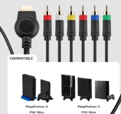 PS2 Component Cable Premium YPbPr Component Video Cable RCA AV for PlayStation 2/3 (PS2/PS3)