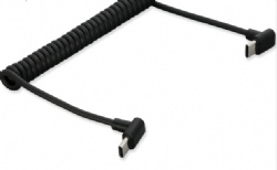 Down angle USB C male to usb C spring cable