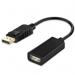 Gold-Plated DP to HDMI Converter Cable Cord (Male to Female) (Black)