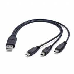 25CM USB 2.0 A male to USB C/Micro usb 5pin/Mini usb 5pin splitter cable