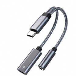 2 in 1 Type-C USB C to 3.5mm AUX Audio Headphone Jack Adapter Charger Cable New