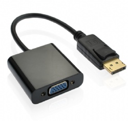 Gold-Plated Display Port to VGA Adapter (Male to Female) Compatible with Computer, Desktop, Laptop, PC, Monitor, Projector, HDTV - Black