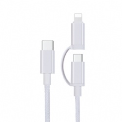 2 in 1 lightning/usb c to usb c nylon braid cable PD12W