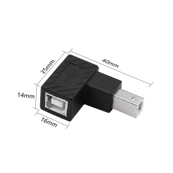 90 Degrees USB 2.0 B Male to Type-B Female Printer Adapter， for Printer
