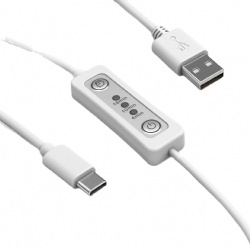 White USB A male to USB C timed switch cable