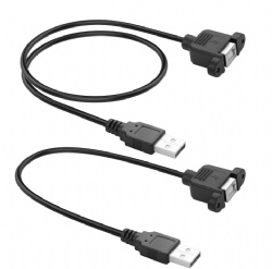 USB 2.0 A male to USB B female with panel mount screw cable