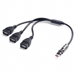 180 degree USB C male to 3*USB 2.0 A female 5V3A OTG Cable
