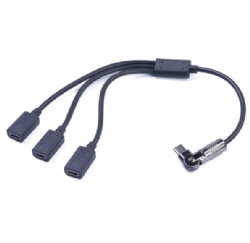 180 degree angle USB C male to 3*USB A female splitter cabl