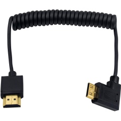 Ultra-Thin Left Angled HDMI Male to Mini HDMI Male Coiled Cable Support 4K