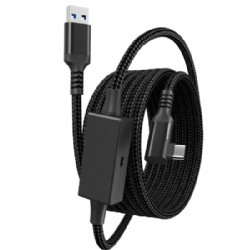 Link Cable with 18W Charging 16ft, Compatible with Oculus Meta Quest 3S/ 3/ 2/ Pro and Pico 4, PC VR, Steam VR Accessories, 2-in-1 High Speed 5Gbs USB3.0 to USB C Data Cord for VR Headset