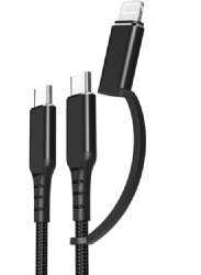 2 in 1 lighting USB 8PIN/USB C male to USB C male power charge data transfer cable