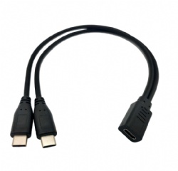 1 Feet USB Type C 1 Female to 2 Dual Male Y Splitter Extension Charging Cable(Only for Charging,Can't Transmit Data)