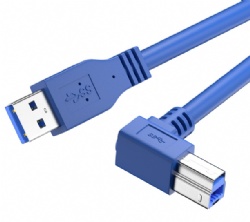 USB 3.0 Type A to Type B Cable, High-Speed Data Transfer, Aluminum Foil Shielding, 24+28AWG, Black/Blue, Printer Cable for Printers, Scanners, Fax Machines, Sound Cards (Straight/90° Angle Options)