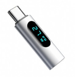 USB-C Female to Lightning Adapter with Digital Display, 27W Fast Charging OTG Adapter for iPhone 15 Series