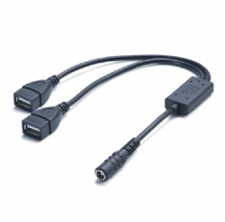 5521 Female DC to Dual USB-A Female Step-Down Power Cable, 3A 15W 5V Fixed Output, DC 5V-25V Input to 5V USB Charging Adapter Cord for Phone, Tablet, Dash Cam, Security Camera, 30cm (Custom Length Supported)