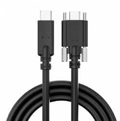 Custom USB Type-C 3.2 male to male cable with screw lock fully customizable for industrial automation,fixed installations Rugged Environments