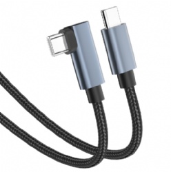 USB 3.1 Right Angle Type C to Type C Cable, 90° USB C Fast Charging Cable 100W PD, 10Gbps Data Transfer, 4K@60Hz Video, Braided Nylon, Tinned Copper + Aluminum Foil Shielding – for Laptop, Tablet, Phone, MacBook, iPad, iPhone 15/16, Samsung, Huawei