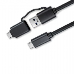  10Gbps 2-in-1 USB A & Type-C to USB C Data Cable PD 60W Fast Charging 4K@60Hz Video Output USB 3.2 Gen2 Full Function Cable for Laptop Phone Tablet 