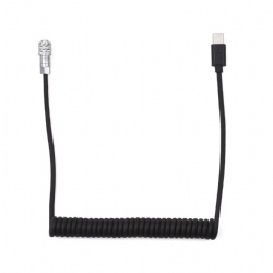 Type‑C USB PD Fast Charging Power Cable for BMPCC 4K 6K Pro, 12V Power Supply Cord, USB‑C to Weipu SF6 2‑Pin Spring Coiled Cable