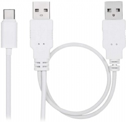 USB 3.1 Type C USB-C to Dual A Male Extra Power Data Y Cable for Cell Phone & Hard Disk 60cm White