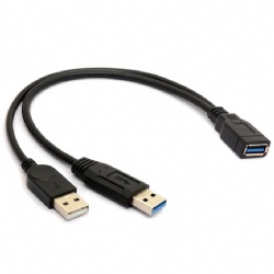 USB3.0 Female to USB3.0 Male + USB2.0 Male Power Supply Data Extension Cable