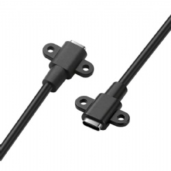Type-C Female Panel Mount Cable with Ear/Fixing Holes, 2/4 Core 22AWG PVC Wire, 0.25M, Stripped 25mm & Tinned 3mm for DIY Charging Port Modificatio