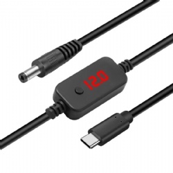 PD 3P Type-C Male to DC5525 Male Power Cable with Adjustable Voltage & On/Off Switch, Type-C 3Core 22AWG 0.21m + UL2464 22AWG DC 0.99m, 5V-20V Boost Converter Cord for Routers & Electronics