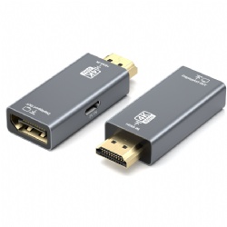 High Quality HDMI to DisplayPort Converter 4K@60Hz / 1080P@144Hz, Active HDMI Male to DP Female Adapter with USB Power, Compatible with Laptop, PS4/5, Xbox, Set-top Box, Desktop, Blu-ray Player to DP Monitor/TV