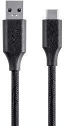 USB Type C to USB-A 2.0 Cable - 0.5 Feet - Black, 480Mbps, 2.4A, Braided