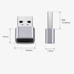  USB 2.0 to USB C Female Adapter, Aluminum Alloy USB A Male to Type C Female Converter, Fast Charging & Data Sync for Laptop, PC, Car Charger, Power Bank, iPhone 15/16, Samsung, USB-C Devices 