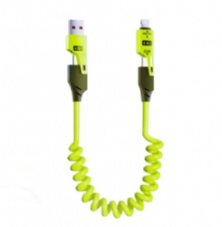 4-in-1 Coiled Spring Charging Cable (65W PD Fast Charge)