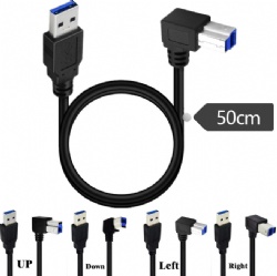USB 3.0 Type A to Type B Cable, 90 Degree Angled High-Speed 5Gbps Printer Cord, Male to Male Shielded Data Sync Lead for Docking Station, External Hard Drive, Scanner, Monitor, and More (0.5m/1.5m).