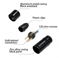 120 Ohm DMX512 Terminator, 3-Pin XLR Male Signal Terminator with 1% Precision Resistor for Stage Lighting and Audio Systems, Gold-Plated Contacts, Rugged Metal Shell