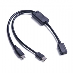 USB-C Female to Dual USB-C Male Splitter Cable with Smart IC, Fast & Slow Charging Power Adapter Cord for Laptops, Phones, Tablets