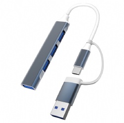 2-in-1 USB C Hub, 4-Port USB 3.0/2.0 Splitter with Dual USB-C & USB-A Connectors, Ultra-Slim Data Hub Compatible with MacBook Pro/Air, iMac, Surface, Chromebook, XPS, and More