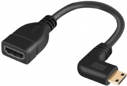 0.5ft 90 Degree Left Angle Mini-HDMI Male to HDMI Female Adapter,Support 1080P Full HD,3D,for Camera
