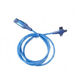 3-in-1 Flowing LED Charging Cable, Multi-Color Glowing Fast Charger Cord (3.3ft) with Lightning, Type C, and Micro USB Connectors, Visible Current Light Up Cable for Car, Travel, Home