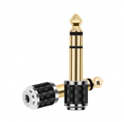 New Carbon Fiber 6.35mm to 3.5mm TRS Stereo Audio Adapter Gold-Plated 1/4 to 1/8 Headphone Jack Converter for Professional Mixer & Amplifier