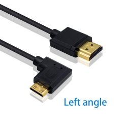 Left Angled 90 Degree Mini HDMI Male to HDMI Male Cable Support 4K Ultra HD, 1080p, 3D