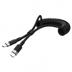 Coiled USB C to USB C Cable, [Spring Design] 66W Super Fast Charging Cord for Car, Motorcycle, Compatible with iPhone 16/15 Pro Max, Samsung Galaxy S24, MacBook - 4ft Stretched