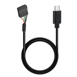 9-Pin USB2.0 Motherboard Header to Right Angle USB-C Female Cable for PC Chassis Front Panel Upgrade (0.5m)
