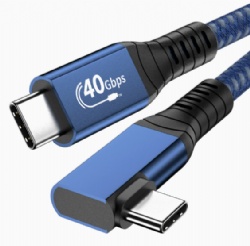 USB4 Right Angle Cable 40Gbps [Upgraded 240W PD] USB C to USB C Cable 8K Video Output 60Hz, E-Marker Chip, 90-Degree Braided Cord Compatible with MacBook Pro, Dell XPS, iPhone 15/16/17, Samsung, Monitor