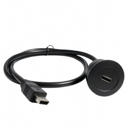 mini usb 5pin male to Mini Round threaded type c female panel mount extension cable