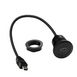 Mini USB 2 0 Panel Mount Extension Cable IP67 Waterproof Round Threaded Bulkhead Male to Female for Car Boat Motorcycle Dashboard