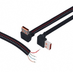 Custom Braided USB A Male to 90 Degree Elbow A Male Extension Cable for Heating Clothing Physiotherapy Instrument