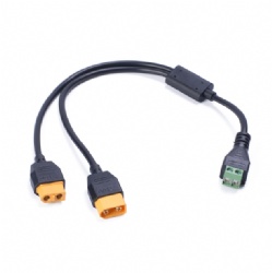 2P to XT60 splitter cable, XT60 Y splitter wire, 20AWG battery cable, 6A power transfer cable, dual XT60 harness