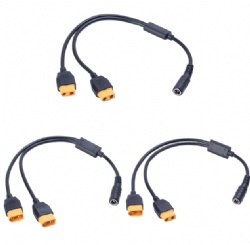 20AWG 6A DC5521 Female to Dual XT60 Splitter Cable 30cm PVC Oxygen-free Copper Wire DC Power Adapter Cable for Drone RC Model Lithium Battery Industrial Power Supply