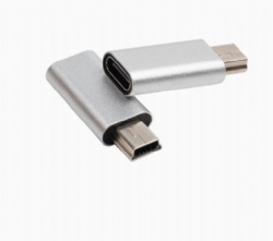 Type-C Female to Mini USB Male OTG Adapter, Aluminum Alloy Shell USB2.0 480Mbps Data Charging Connector for Old Cameras, Portable Hard Drives