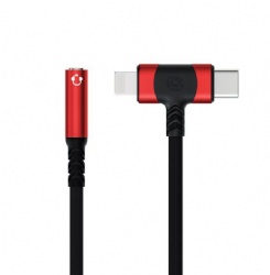 2 in 1 Audio Adapter, Type-C & Lightning to 3.5mm Aux Headphone Jack Converter, HiFi DAC Lossless Sound Cable Compatible with iPhone, Huawei, Xiaomi, Android Smartphones