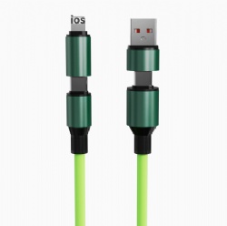 240W 4 in 1 Silicone USB C Fast Charging Cable for iPhone 18 with Dual Output